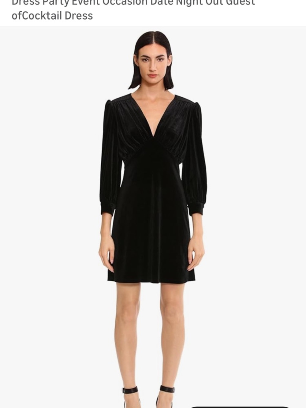 Donna Morgan Black Velvet V-Neck Long Sleeve Cocktail Dress NWT L